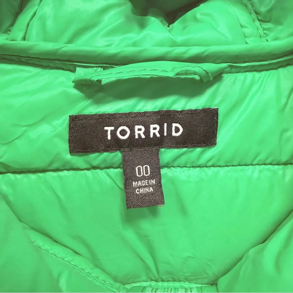 Torrid Packable Puffer Jacket Green Size 00 (L)